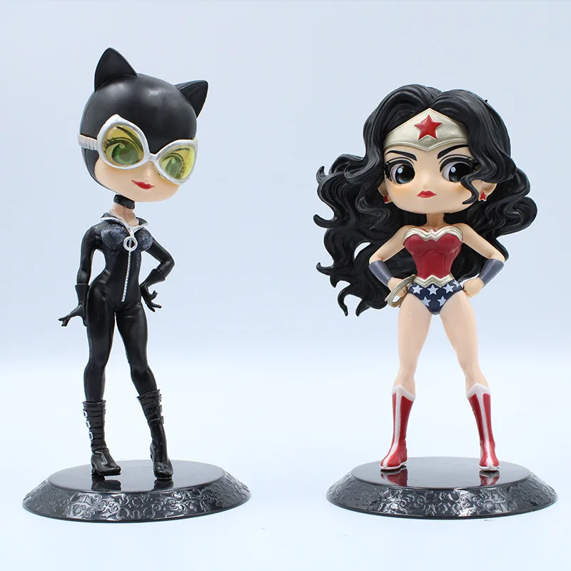 Marvel Anime periphery big eyes Catwoman Wonder Woman Standing posture Handmade model cake ornaments Children's Toy Gifts