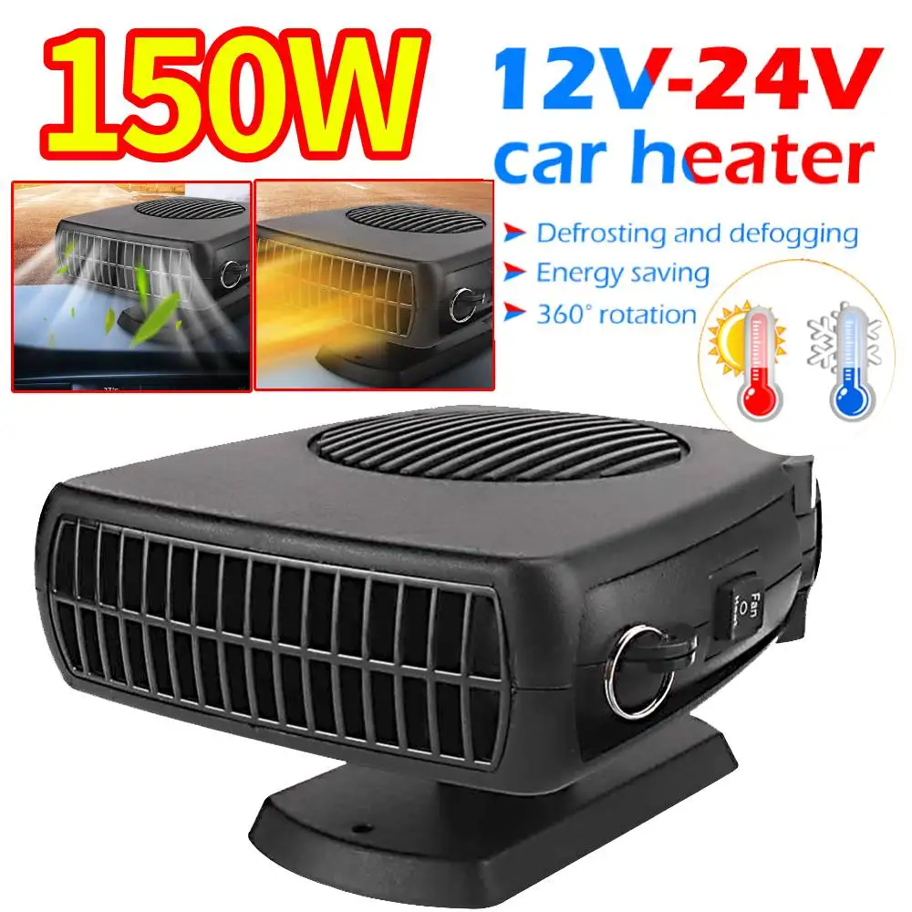 150W Windshield Defroster Durable Convenient 12V 24V Car Bus Truck Heater Portable Vehicle Windscreen Defroster Heating Fan