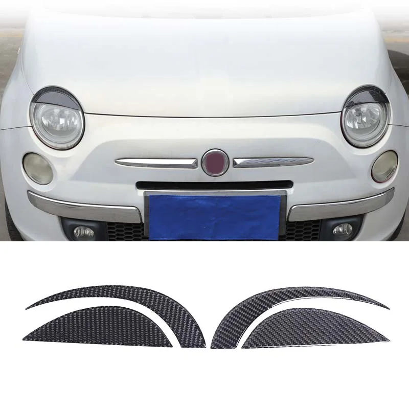 

Для Fiat 500 2007-2015 мягкое углеродное волокно автомобильная передняя фара брови веко отделка наклейка авто налобные фары украшения наклейки
