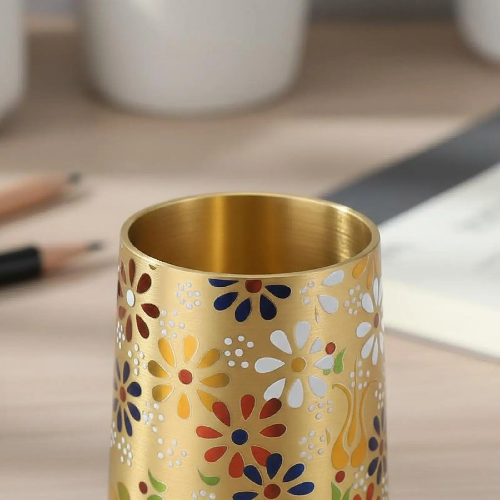 brass-pen-holder-smooth-edges-metal-pencil-holder-easy-to-clean-decorative-metal