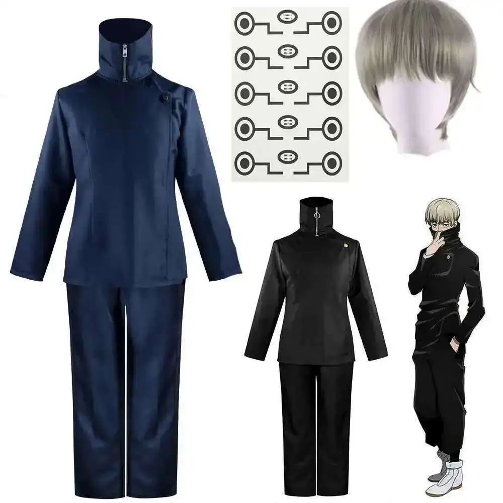 

New Anime School Top Kaisen Tatoo Pants Jujutsu Uniform Party Costume Inumaki Halloween Toge Wig Cosplay
