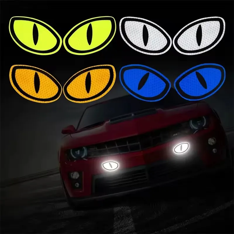 Car Creative Shape Eyes Reflective Stickers Motorcycle Cat Eyes Night Driving Warning Decals Car Accessories Exterior Decoration