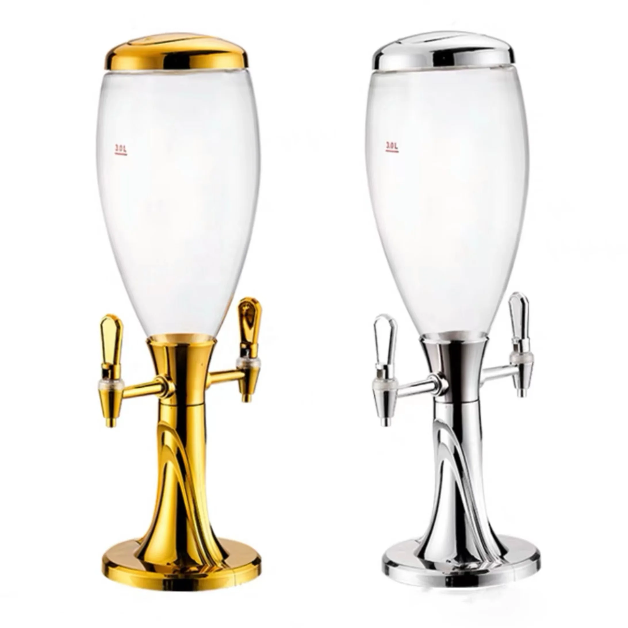 Customized double faucet wine dispenser restaurant dining table buffet ice drink beer tower plastic water dispenser