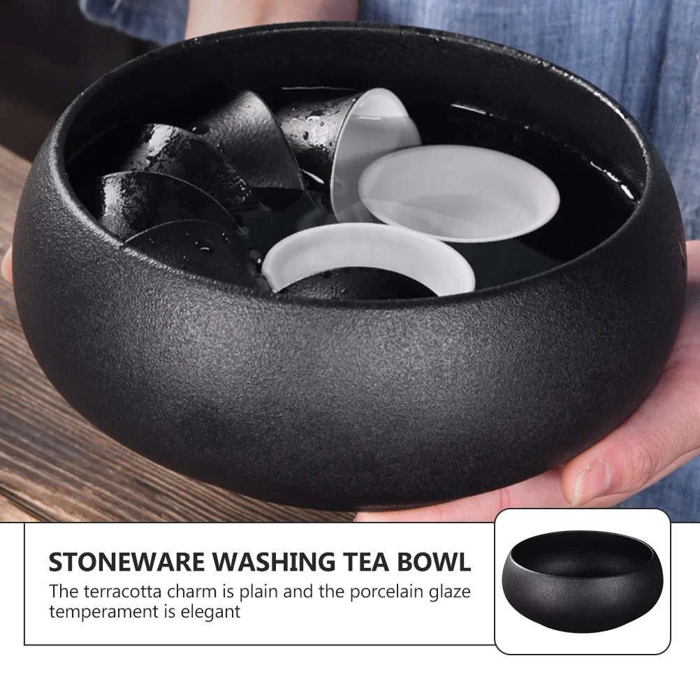 

Black Ceramic Tea Wash Bowl Multi Purpose Storage Bowl Stable Base Home Decoration Tea Gift Ceramic Teaware Teacup Washed Tool