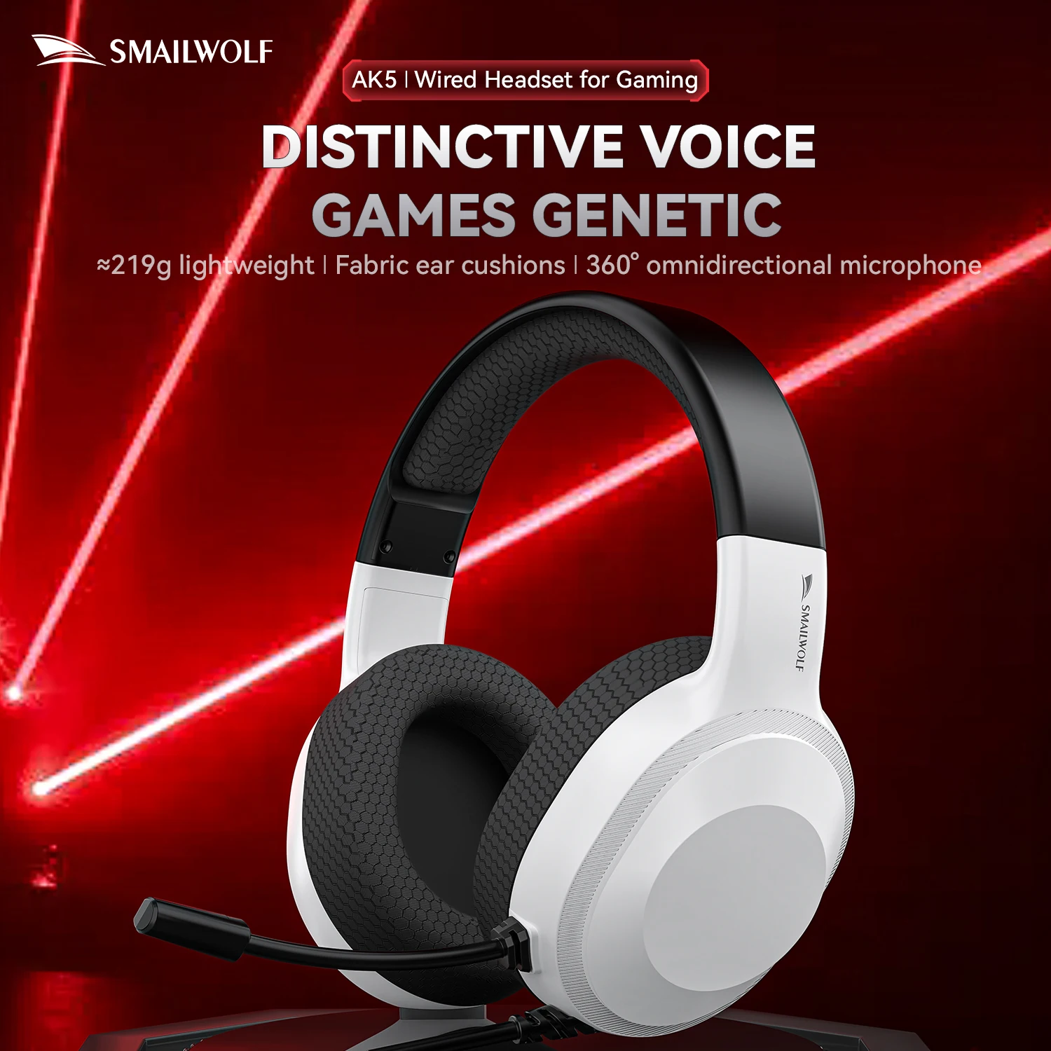 SMAILWOLF Wired Gaming Headset Lightweight E-Sports Headphones with Microphone for Game Live Streaming Desktop Laptop Universal