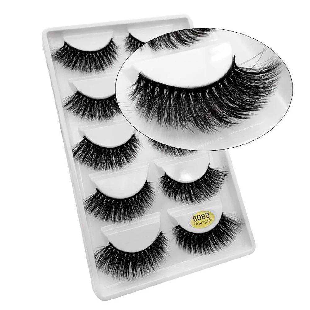 Faux cils en vison naturel 3D, extensions optiques russes, cils doux, Gfemale, G800, G806, G808, 5 paires par boîte