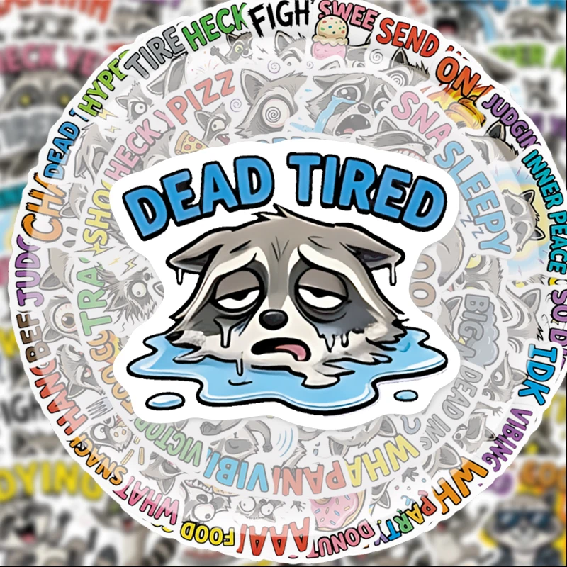 50 Pieces of Quirky Raccoon Graffiti Stickers, Suitable for Water Bottles, Laptops, Phone Decorations, Suitcases, Skateboards, Guitars, Gift Boxes, Party Decorations, Holiday Gifts