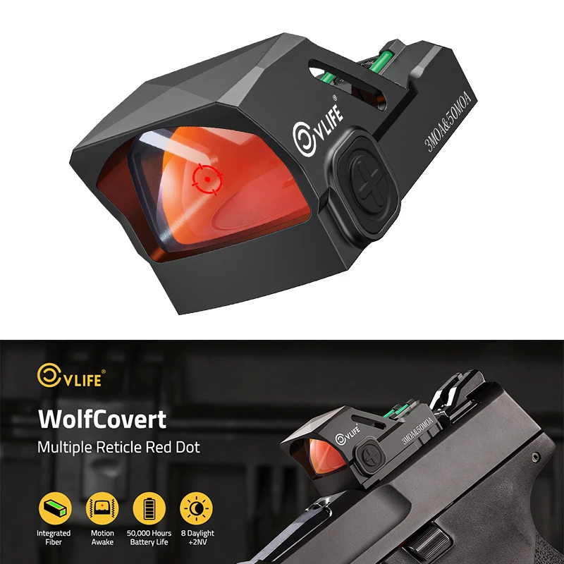 

CVLIFE Multi-Reticle Red Dot Sight 3 MOA Dot & 50 MOA Circle Reflex Optic Scope with Fiber and Adapter for MOS & 21mm Picatinny