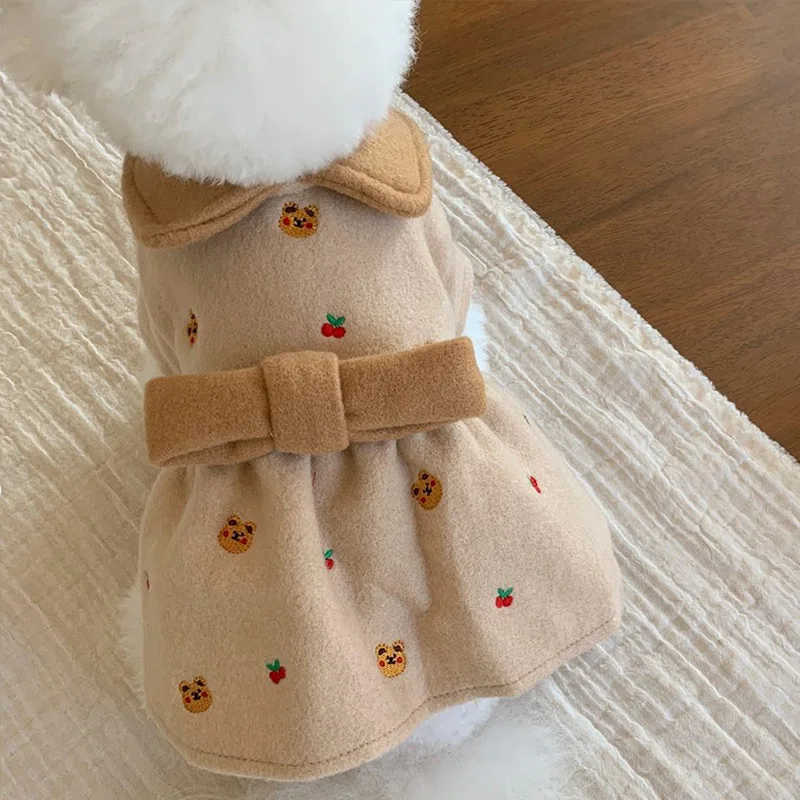 Autumn and Winter Dog Dress Teddy Comfortable Warm Skirt Puppy Two Legged Clothing Cute Little Bear Clothes XS-XL