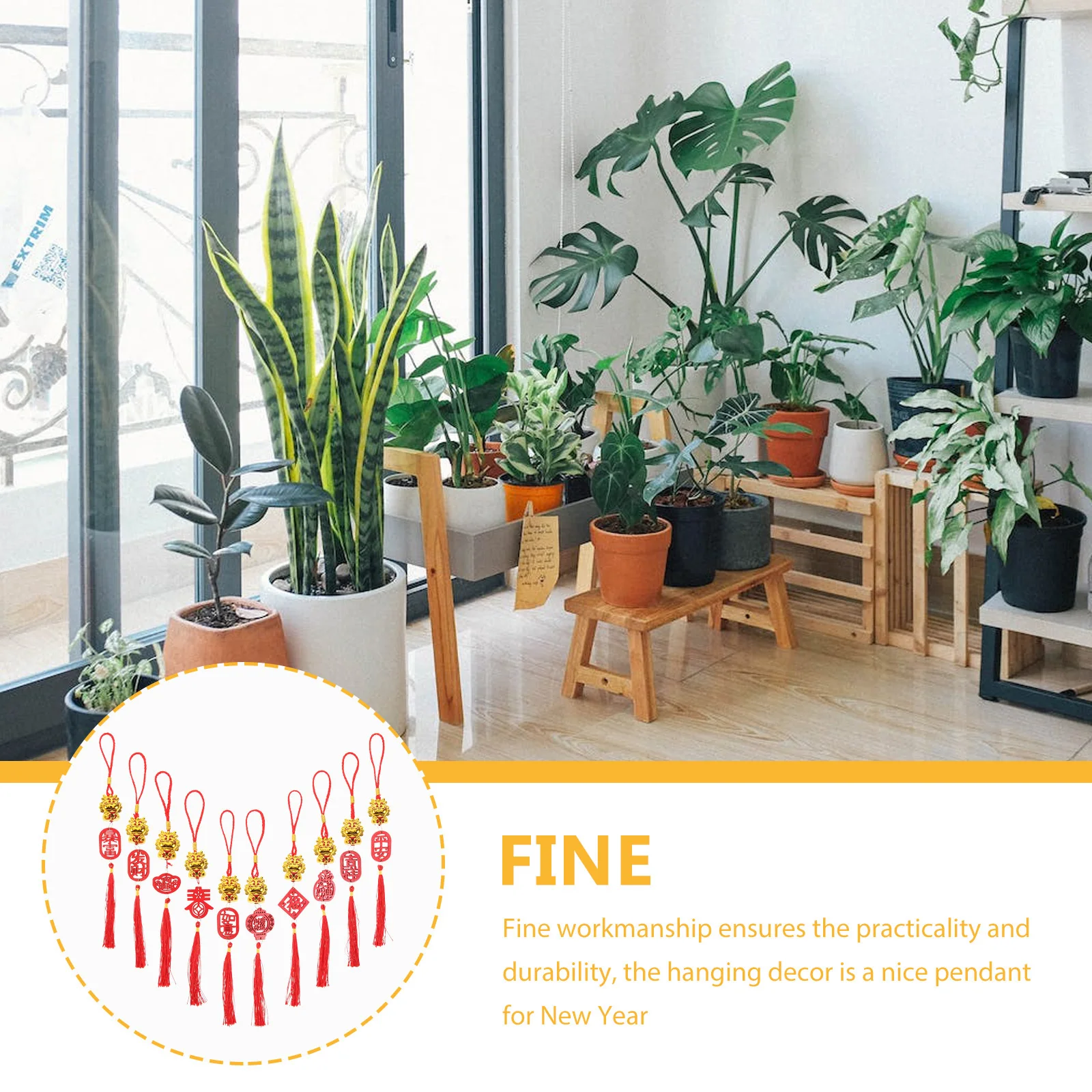 10 قطعة مهرجان الربيع الصيني شجرة الازدهار ديكور معلق البوليستر البلاستيك السنة الجديدة قلادة داخلي في الهواء الطلق جدار الباب #5