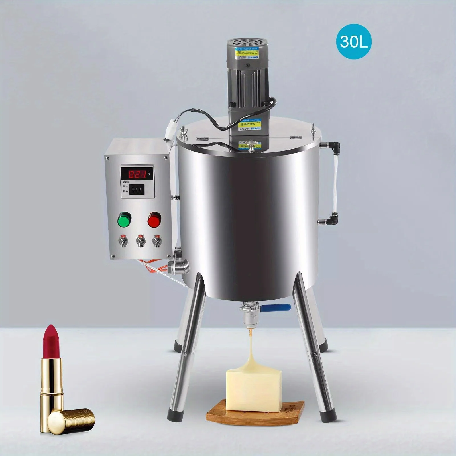 30L Cosmetic Filling Machine - Sanitary Stainless Steel Cream/Paste Filler w/ Mixing System