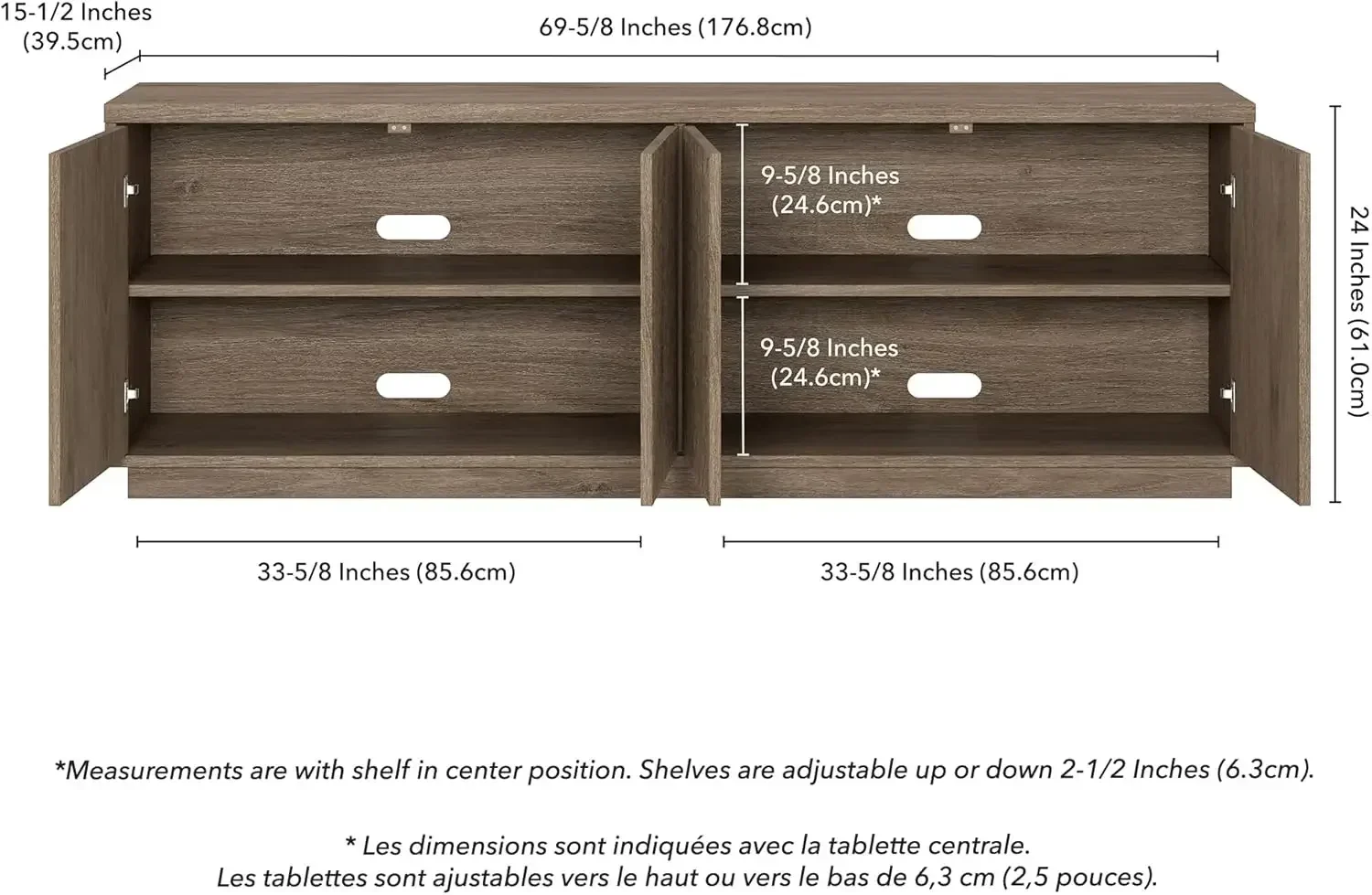 Fluted Tv Stand For Tvs Up To Seventy Five Inches With Two Concealed Ribbed Storage Cabinets And Adjustable Shelves For Living R