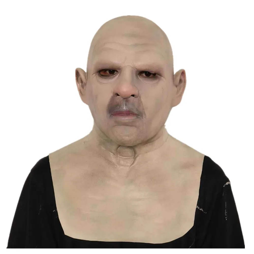 Realistische Glatzköpfige Alter Mann Latex-Maske für Erwachsene, Gesichtsmaske für Halloween, Maskerade, Cosplay, Kostümparty-Requisiten – Detail 1