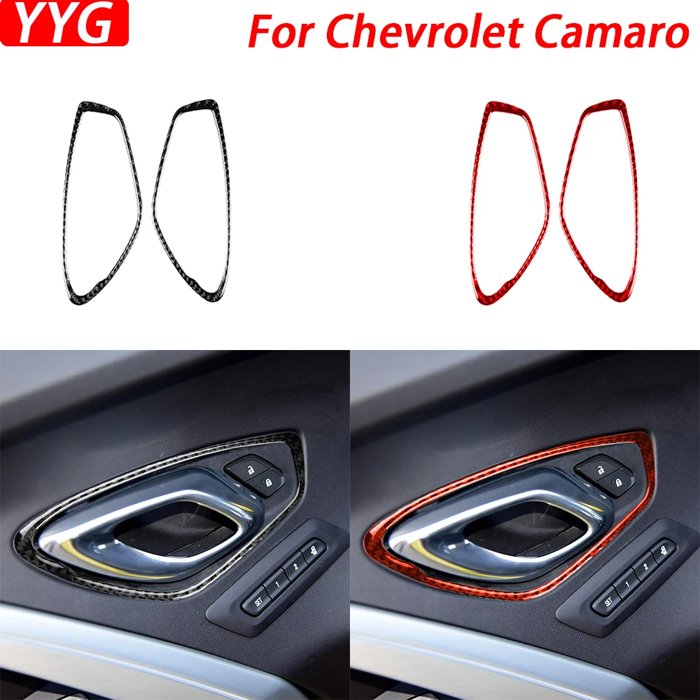 

For Chevrolet Camaro 2017-2022 Carbon Fiber Inner Door Handle Frame Panel Trim Cover Car Interior Decoration Accessories Sticker