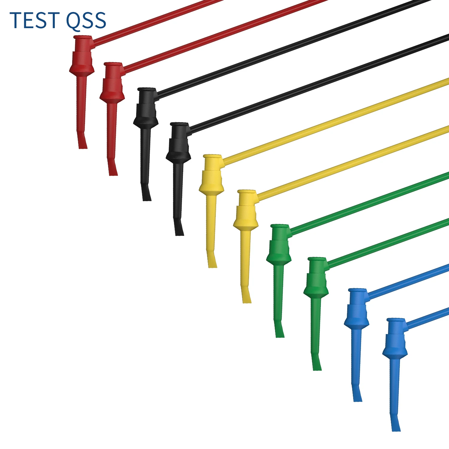 

QSS 100CM 5Pcs Dual Test Hook Clip Multimeter Test Leads Cable Wire Insulated Safety 5colors for Electrical Testing