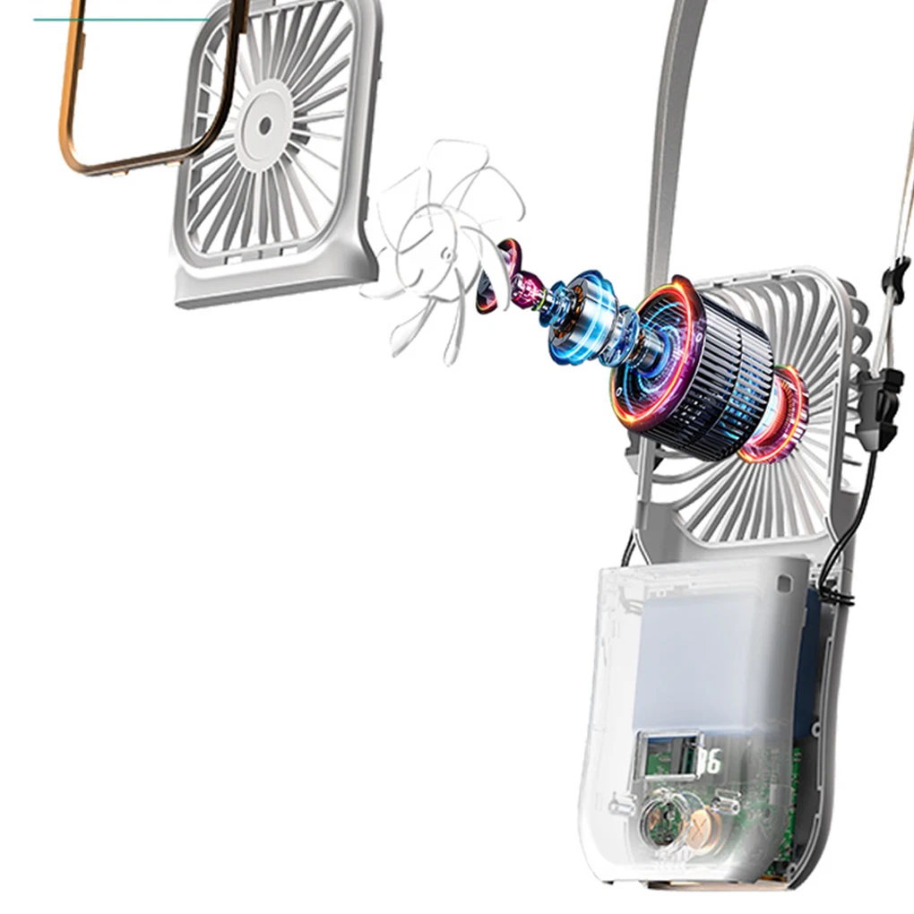 المحمولة الرقبة مروحة USB قابلة للشحن مروحة التبريد العرض الرقمي المصغر Ventilador للطي معلق الرقبة برودة كتم الرقبة مروحة