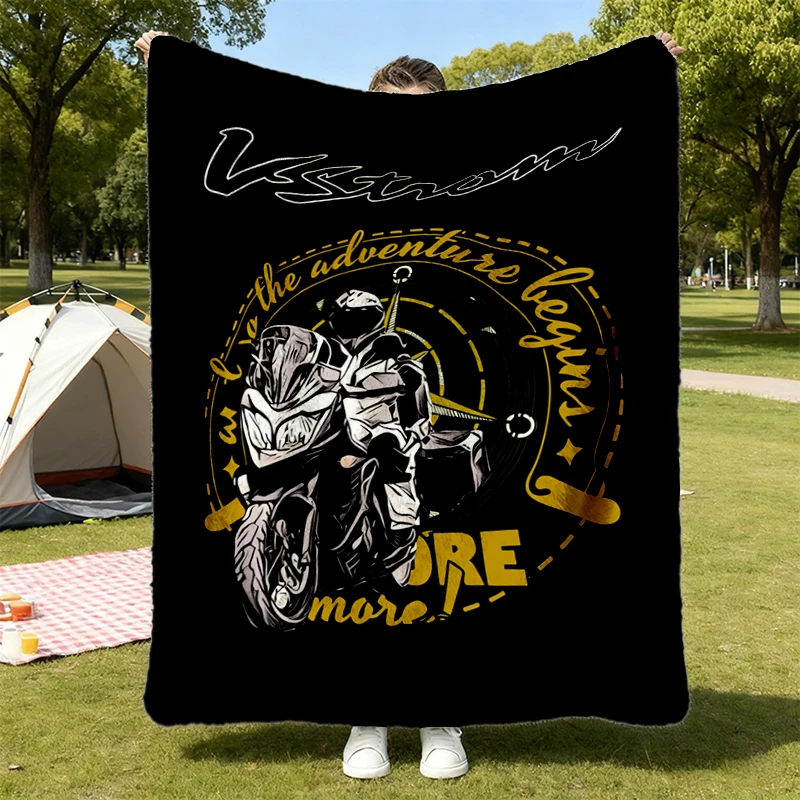 V-Strom 650XT Flannel Blanket The Rugged Explorer Motorcycle Flannel Throw V Twin ADV Rider Graphic Cozy Blanket For Fan