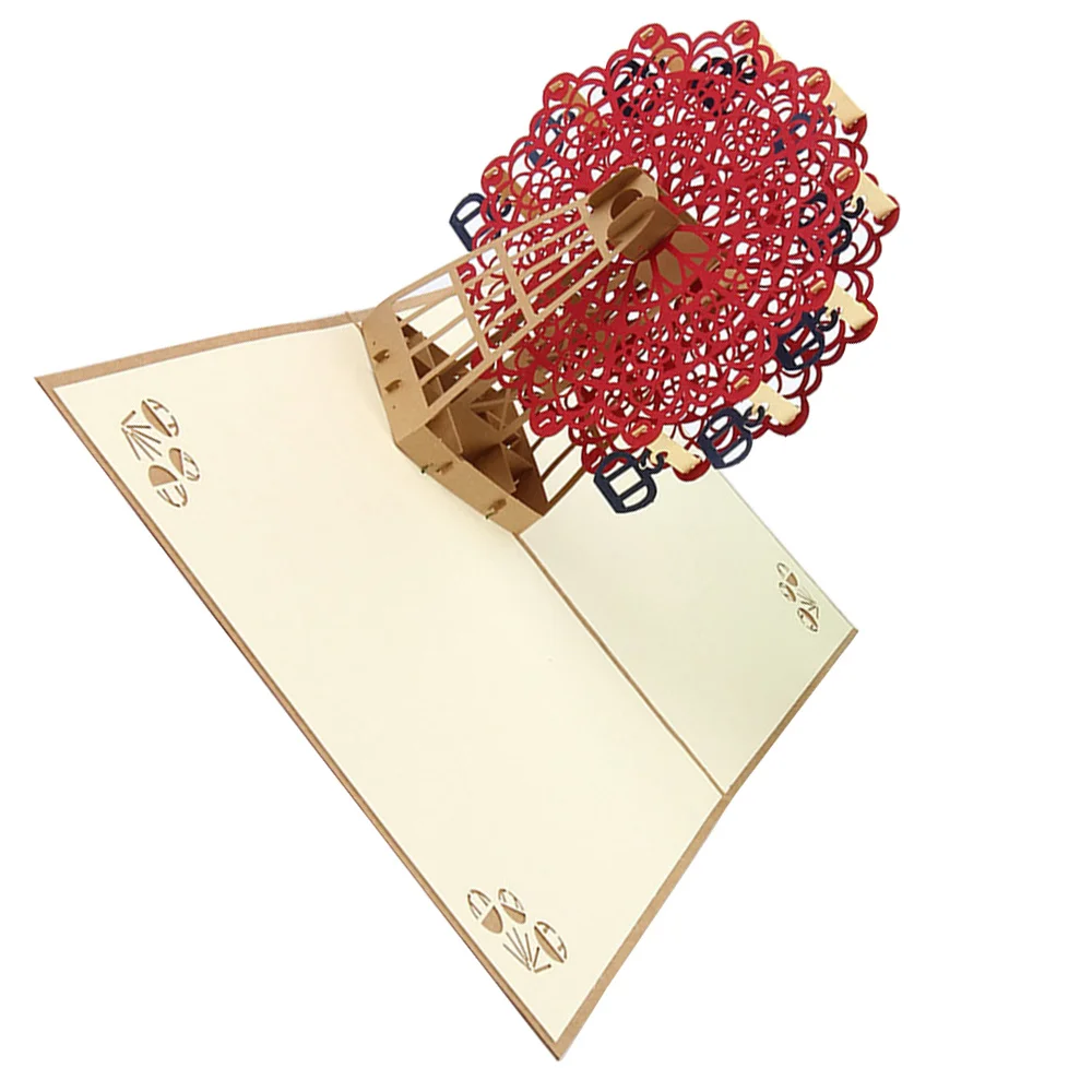3D Ferris Wheel Greeting Cards 15x15cm Handmade Pop Up Cards Smooth Incisions Meticulous Design Exquisite Craft Valentine Gift