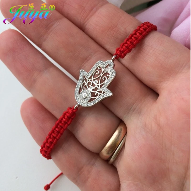Juya DIY Turkish Jewelry Findings Handmade Hamsa Fatima Charms Pendant For Women Men Bracelet Necklace Making