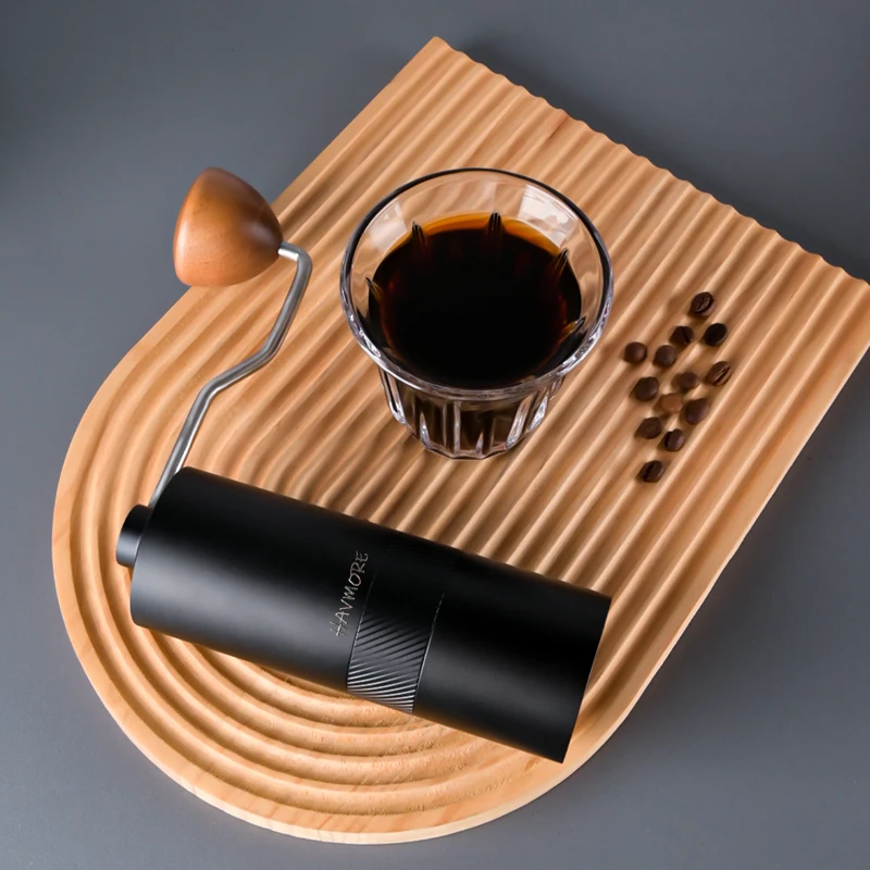 HAVMORE-molinillo de café Manual portátil, diseño moderno, 420 rebabas cónicas, cuerpo de aleación de aluminio, acero inoxidable para uso doméstico