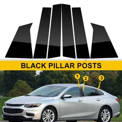 6Pcs Car Door Window Pillar Posts Trim Molding Cover For Chevrolet Malibu 2016 2017 2018-2022 2023 2024 Stickers Accessories