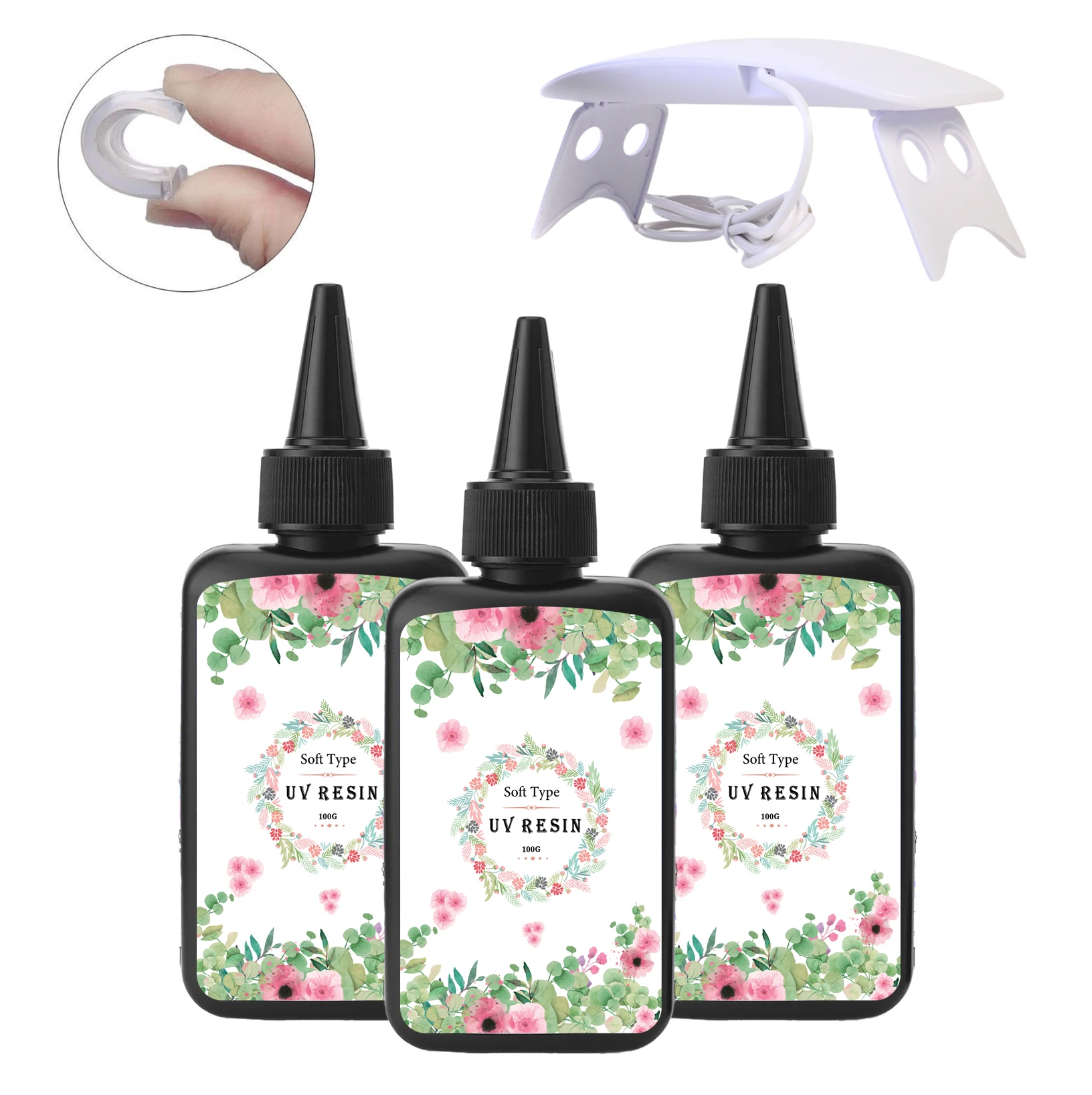 UV Resin Soft Type Kit with Light, Crystal Clear Ultraviolet Resin, Low Shrinkage, Suitable for Jewelry Making, Decoration