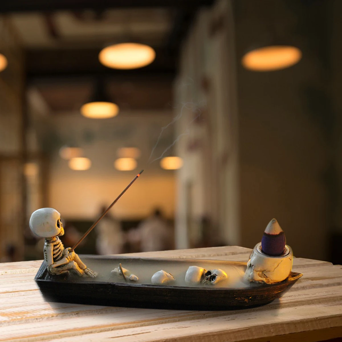 مجموعة مكونة من 3 قطع من قوارب البخور على شكل جمجمة مصنوعة من الراتنج، قوارب بخور الهالوين، ديكور منزلي لموقد البخور مناسب للعلاج العطري/اليوجا/المنزل/الغرفة/ديكور المكتب هدية عيد الحب