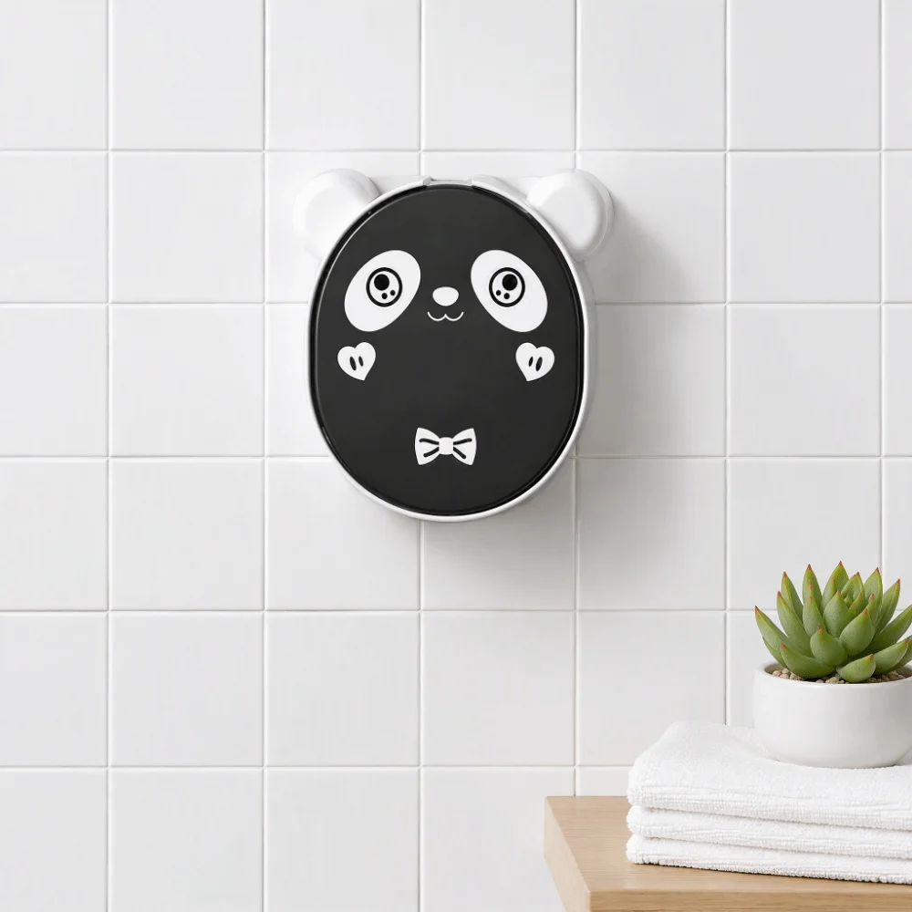 Plastic Soap Dish Black White Easy Installation Soap Storage Box Wall Mounted Cartoon Look Cartoon Soap Holder Kitchen Sink