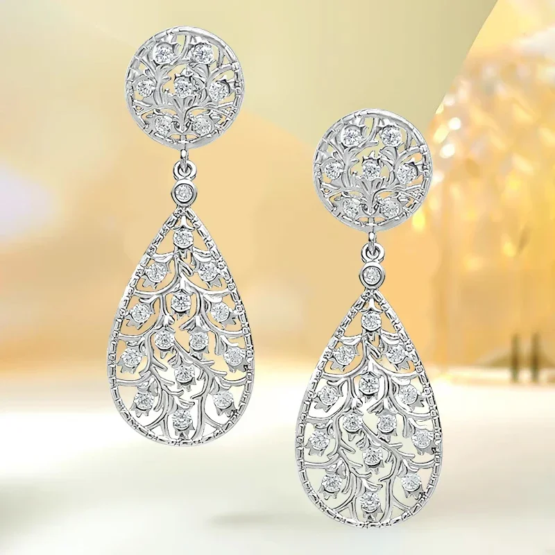 

New 925 Silver High Carbon Diamond Light Luxury Earrings with Multi Functional Small Collective Engagement Jewelry for Women