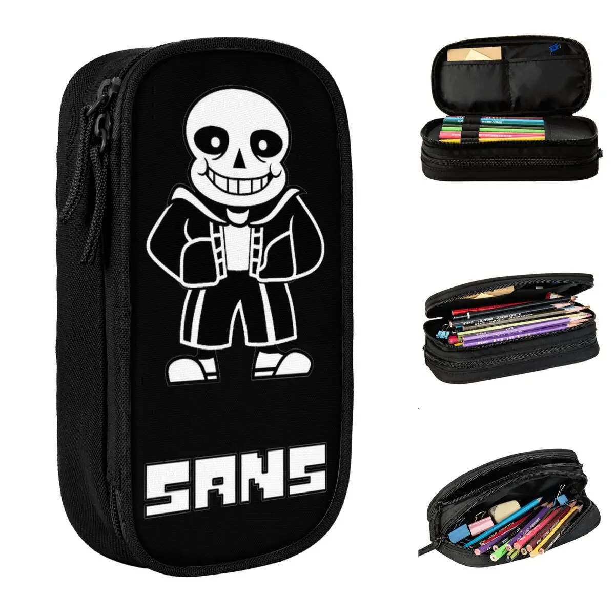 Cute Sans Papyrus Undertale Pencil Cases Gaming Pencilcases Pen Holder Big Capacity Bags School Supplies Cosmetic Stationery