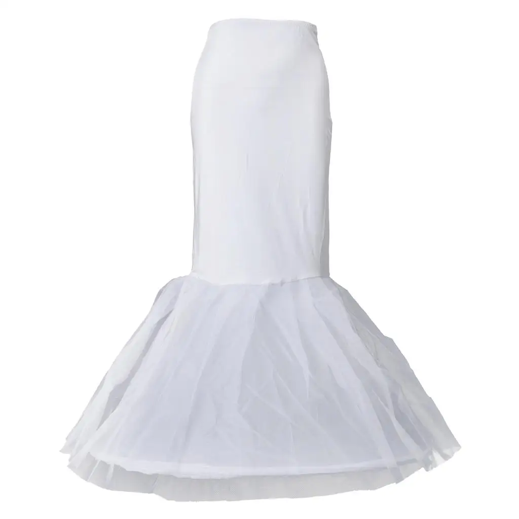 1 Layer Tulle Mermaid Trumpet Crinoline Petticoat Underskirt for Women Wedding Evening Dress Support Slip