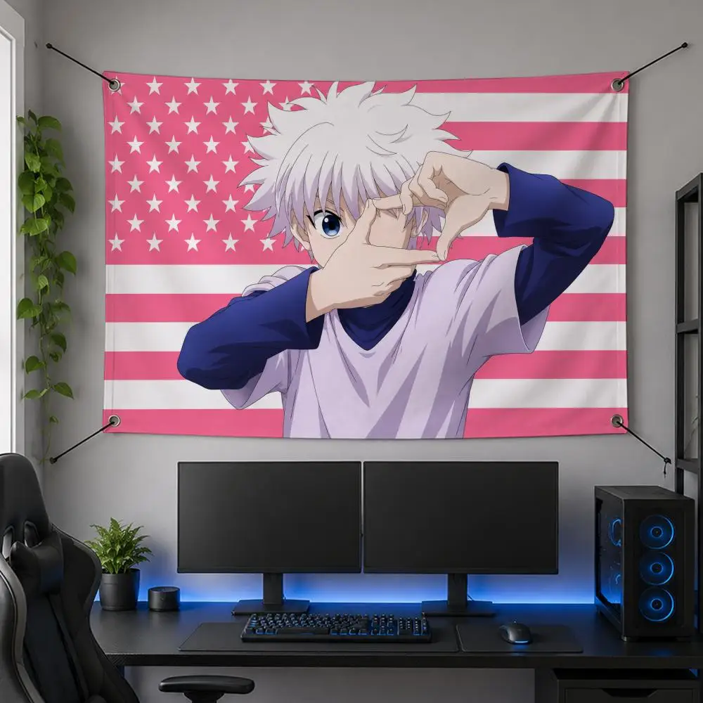 Anime K-Killua Zoldyck Hunter Hunter Adventure Flags Flag Banner for Bedroom Dorm Party Home Living Room Wall Garden Gift