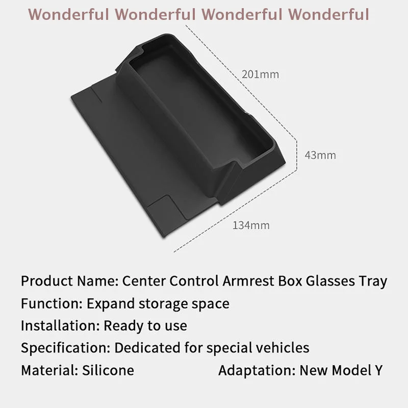 ملحقات السيارات الممتازة لـ Juniper 2025 Model Y: صندوق وحدة التحكم بمسند الذراع المركزي ومنظم صينية زجاجية #6