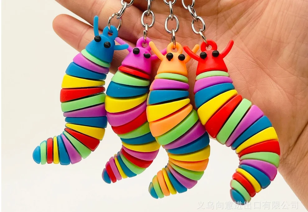 Creative caterpillar key chain bag pendant car key chain activities gifts student gifts.