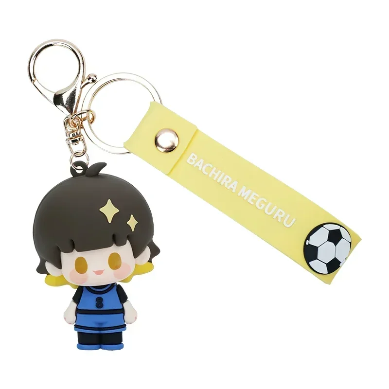 Japan Anime Blue Lock Bachira Meguru Isagi Yoichi Kawaii Cosplay Mini Figure Keychain Silica Gel Q Version Pendant Keyring Toy