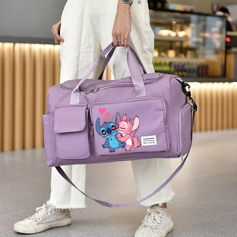 Women Disney Lilo&stitch Carry on Travel Bag Large Capacity Gym Weekend Duffle Bags with Shoe Compartment Sport Fitness HandBag