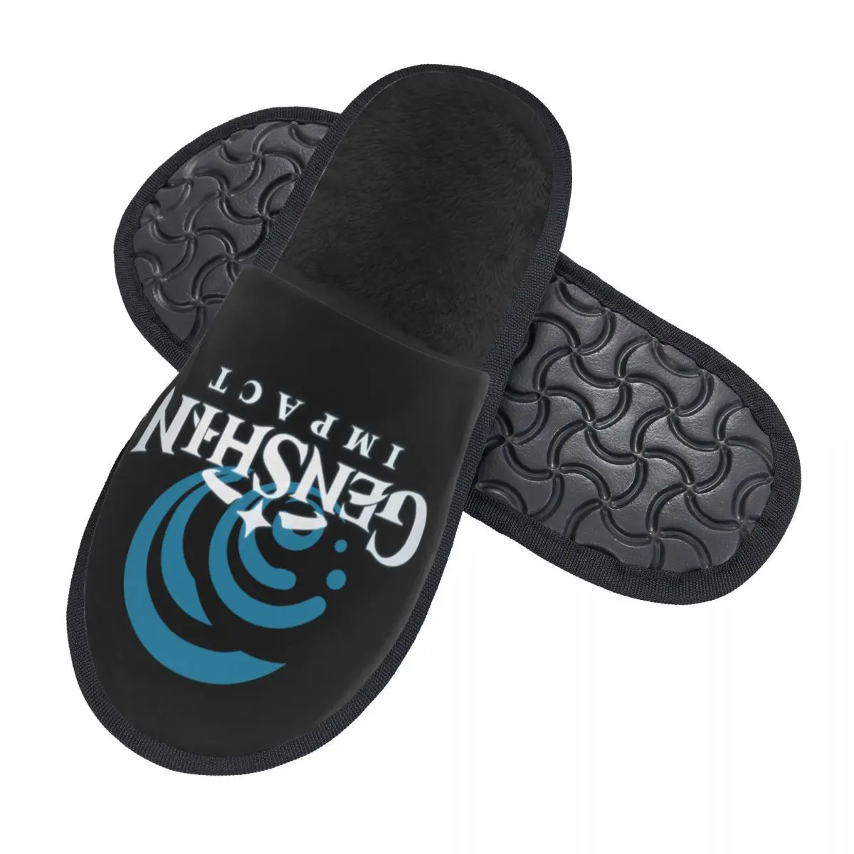 Custom Genshin Impact Hydro Emblem Memory Foam Slippers Women Comfy Warm Anime Game House Slippers