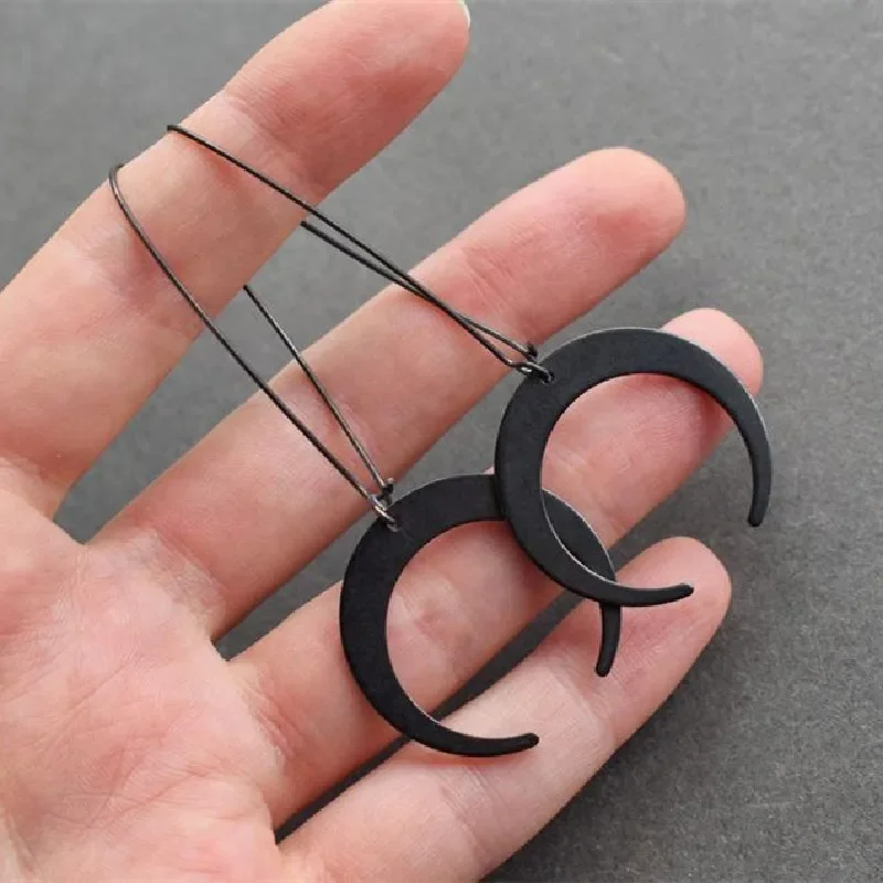 Pendientes góticos de Luna Negra y Media Luna para mujer, fase Celestial, joyería Boho Witchy Hippie, Rock Punk, regalo pagano, tendencia de declaración, nuevo