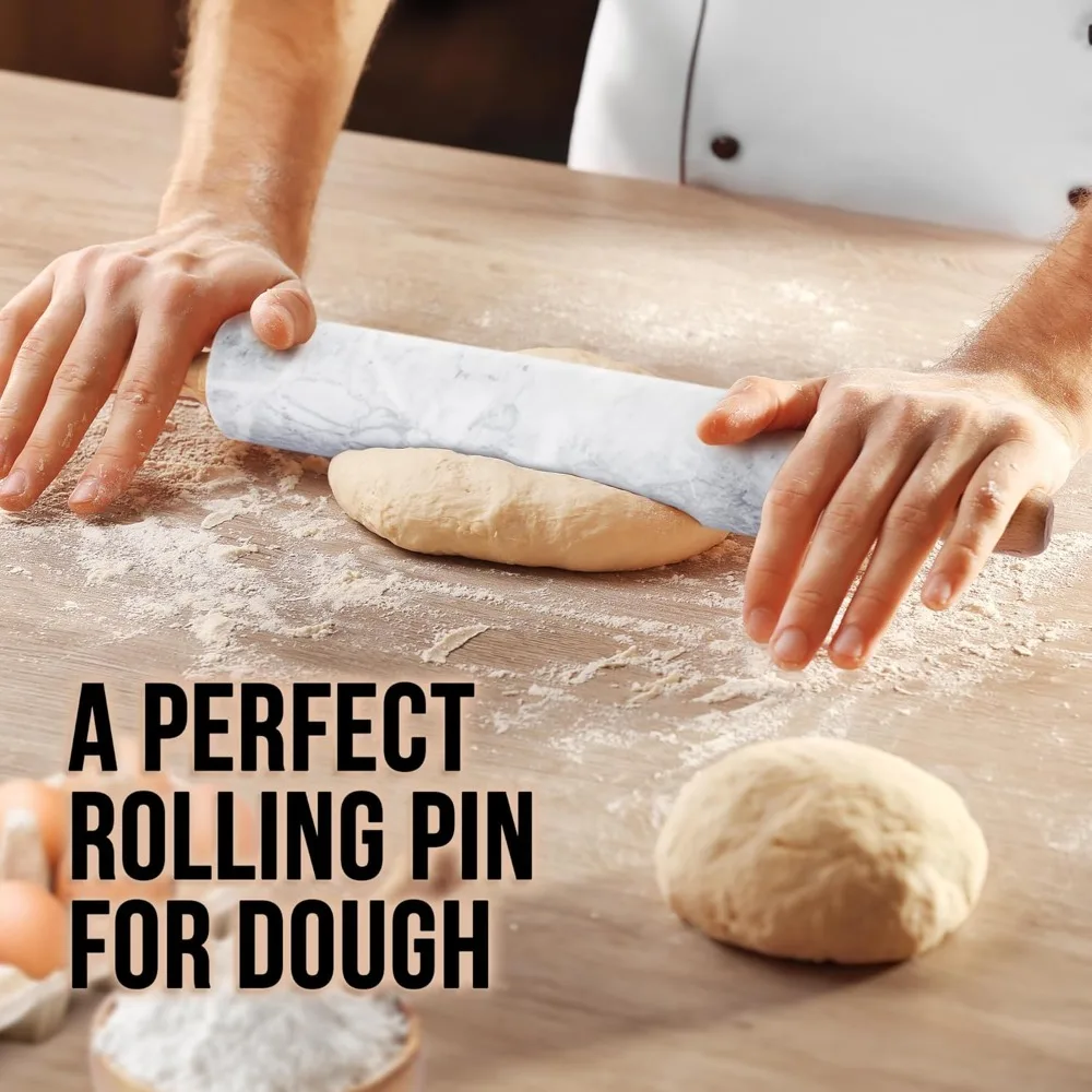 

High Quality Marble Rolling Pin With Stand - Polished Marble Rolling Pins For Baking With Long Beechwood Handle