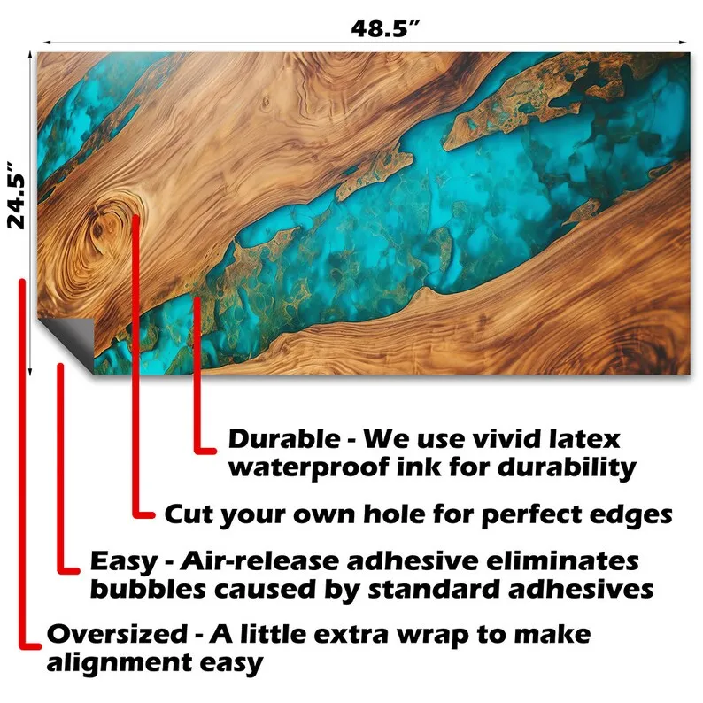 Ensemble de 2 décalcomanies à trous de maïs, autocollant de couverture en vinyle professionnel, bord rond en bois turquoise, plus de modèles au choix