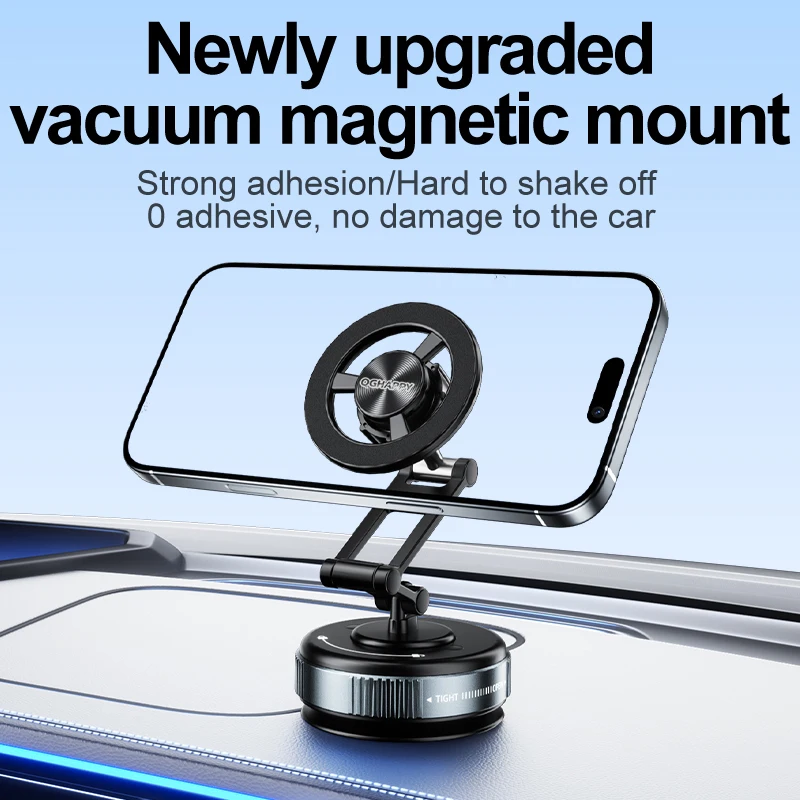 Car Phone Magnetic Stand Mechanical Vacuum Suction Cup Rotate 360° Magnetic Adsorption Bracket Navigation Universal Holder