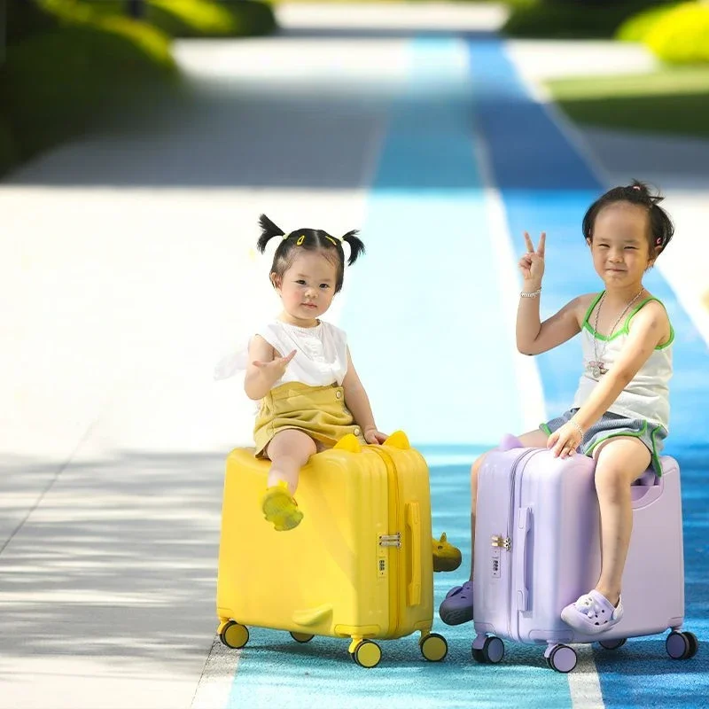 Kids Luggage Can Sit and Ride on Suitcase on Wheels Small Carry-on Suitcase for Children Zipper Trolley Luggage Bag