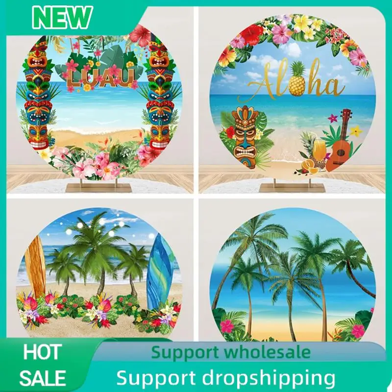 

Solid 100Cm Diameter Hawaiian Skateboarding Beach Party Supplies Round Curtain Background Cloth Photo Photography Props Durable