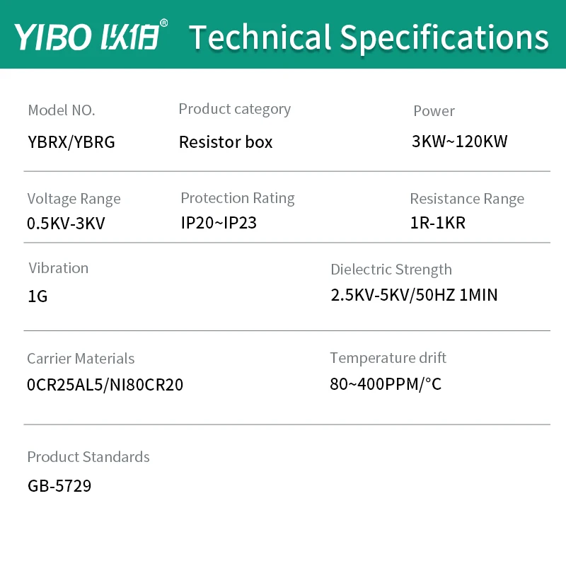 YIBO BRU YBRX Braking Resistor Box VFD Dynamic Brake Resistor Cabinet Galvanized Housing for Servo Motor Inverter