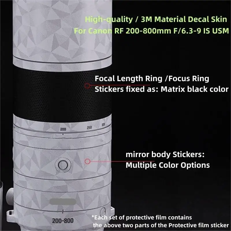 For Canon RF 200-800 Decal Skin Camera Lens Sticker Vinyl Wrap Film Protector Coat RF200-800 200-800mm F6.3-9 F/6.3-9 IS USM