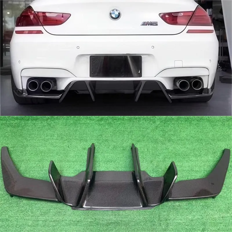 

Для BMW 6 серии M6 F06 F12 F13 2013-2016 задний бампер из настоящего углеродного волокна, диффузор, спойлер, задние автомобильные аксессуары, комплект кузова