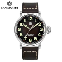 San Martin 40/45mm Bronze Mechanical Wristwatch Men Automatic Watch Pilot YN55A 10Bar Luminous Sapphire Classic Luxury SN0095