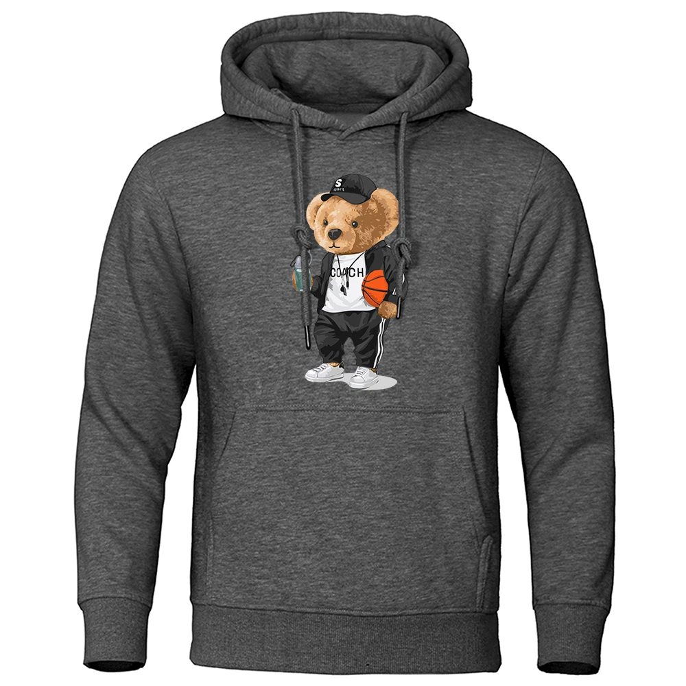 Basketball Referee Ted Bear Mens Hoodies Cartoons Oversize Hoodie Harajuku Comfortable Hoody Fashion Loose Warm Women Tops