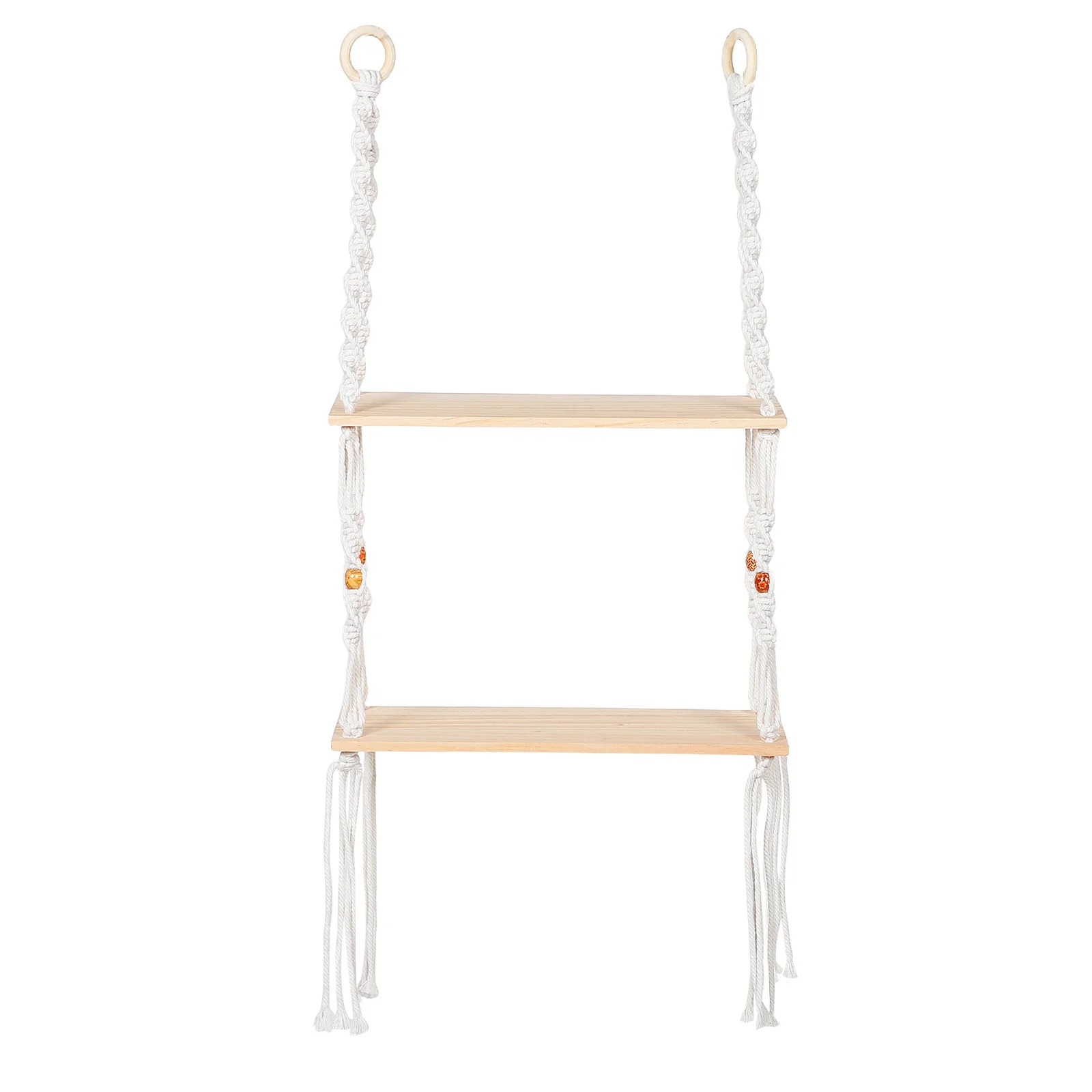 

Macrame Hanging Shelf Boho Woven Wall Mount Rack Double Layer Floating Shelf For Plants Photo Display Storage Nordic Style