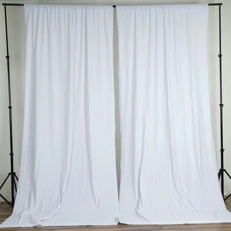 

2 Pack 5x10FT White Lycra Thick Curtain Panel Party Backdrops Birthday Baby Shower Background Drapery Panels With Rod Pockets